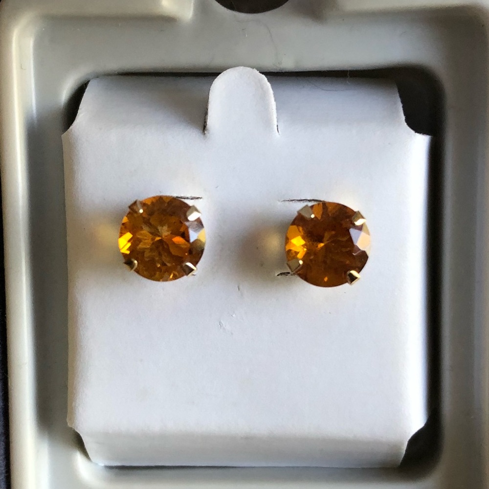 Medeira Orange Citrine 14k Gold Stud Earrings